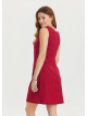 U Neck Cat Figure Button Detailed Red Mini Dress 4528